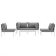 Modway Harmony 5-Piece Outdoor Patio Aluminum Sectional Sofa Set in White/Gray