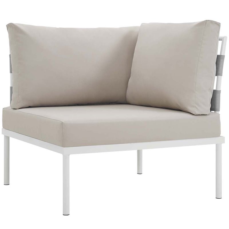 Modway Harmony 5-Piece Outdoor Patio Aluminum Sectional Sofa Set in White/Gray