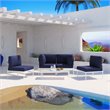 Modway Harmony 5-Piece Outdoor Patio Aluminum Sectional Sofa Set in White/Navy