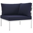 Modway Harmony 5-Piece Outdoor Patio Aluminum Sectional Sofa Set in White/Navy