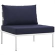 Modway Harmony 5-Piece Outdoor Patio Aluminum Sectional Sofa Set in White/Navy