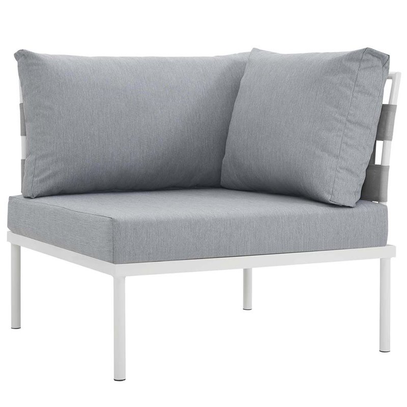 Modway Harmony 5-Piece Outdoor Patio Aluminum Sectional Sofa Set in White/Gray
