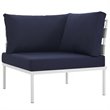 Modway Harmony 5-Piece Outdoor Patio Aluminum Sectional Sofa Set in White/Navy