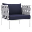 Modway Harmony 5-Piece Outdoor Patio Aluminum Sectional Sofa Set in White/Navy