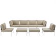 Modway Harmony 8-Piece Outdoor Patio Aluminum Sectional Sofa Set in White/Beige