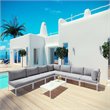 Modway Harmony 8-Piece Outdoor Patio Aluminum Sectional Sofa Set in White/Gray