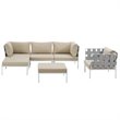 Modway Harmony 6-Piece Outdoor Patio Aluminum Sectional Sofa Set in White/Beige