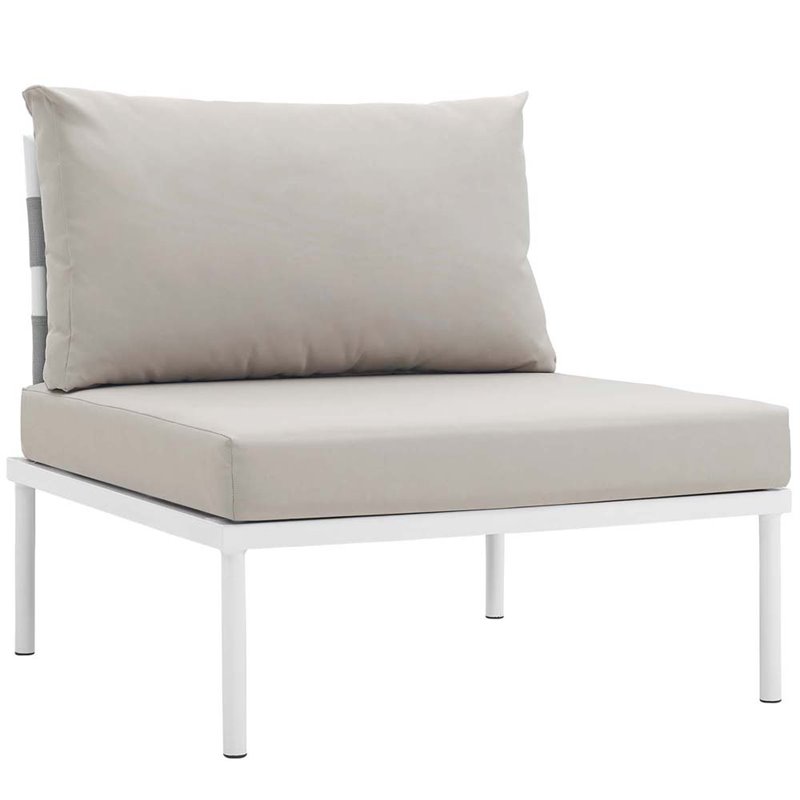 Modway Harmony 6-Piece Outdoor Patio Aluminum Sectional Sofa Set in White/Beige