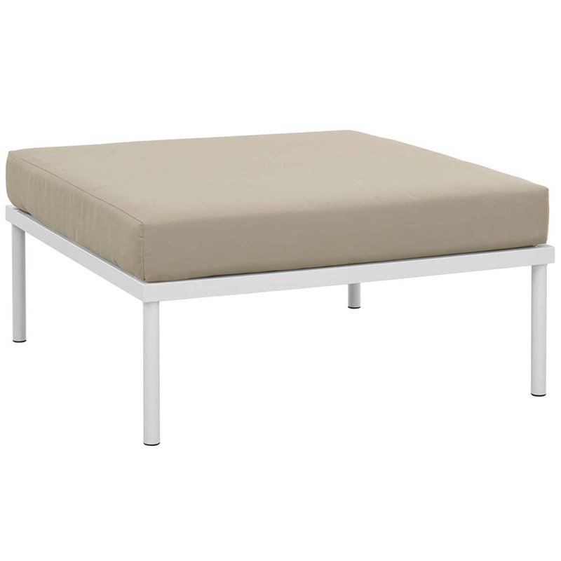 Modway Harmony 6-Piece Outdoor Patio Aluminum Sectional Sofa Set in White/Beige