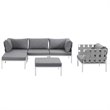 Modway Harmony 6-Piece Outdoor Patio Aluminum Sectional Sofa Set in White/Gray