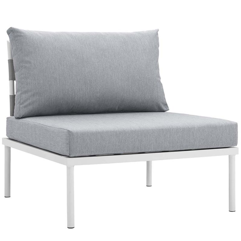 Modway Harmony 6-Piece Outdoor Patio Aluminum Sectional Sofa Set in White/Gray