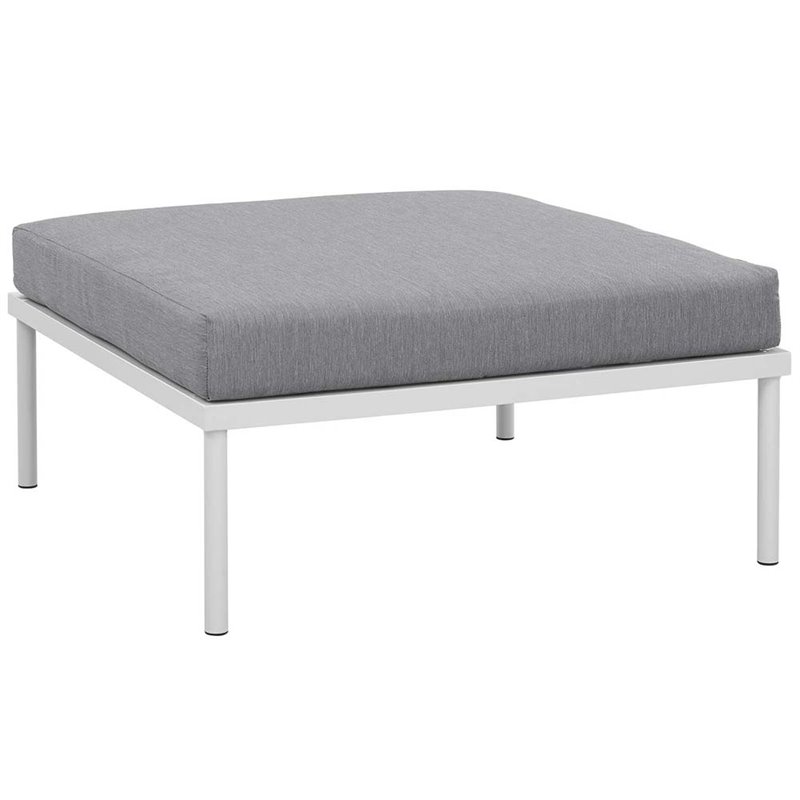 Modway Harmony 6-Piece Outdoor Patio Aluminum Sectional Sofa Set in White/Gray