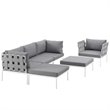 Modway Harmony 6-Piece Outdoor Patio Aluminum Sectional Sofa Set in White/Gray