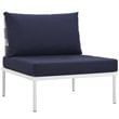 Modway Harmony 6-Piece Outdoor Patio Aluminum Sectional Sofa Set in White/Navy