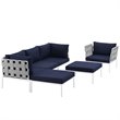 Modway Harmony 6-Piece Outdoor Patio Aluminum Sectional Sofa Set in White/Navy