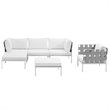 Modway Harmony 6-Piece Outdoor Patio Aluminum Sectional Sofa Set in White/White