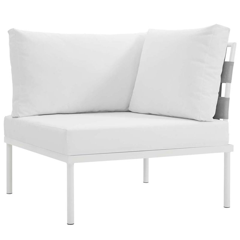 Modway Harmony 6-Piece Outdoor Patio Aluminum Sectional Sofa Set in White/White