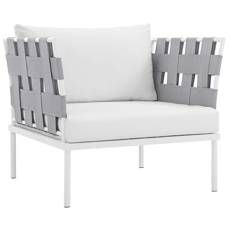Modway Harmony 6-Piece Outdoor Patio Aluminum Sectional Sofa Set in White/White
