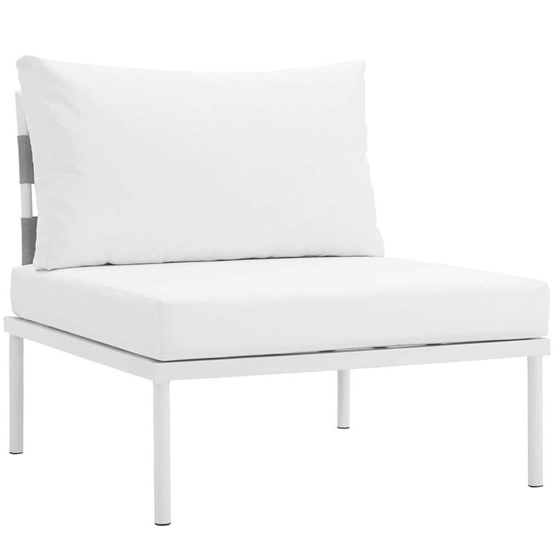 Modway Harmony 6-Piece Outdoor Patio Aluminum Sectional Sofa Set in White/White
