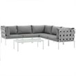Modway Harmony 6-Piece Outdoor Patio Aluminum Sectional Sofa Set in White/Gray
