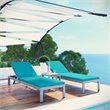 Modway Shore 3-Piece Outdoor Aluminum Chaise with Cushions in Silver/Turquoise