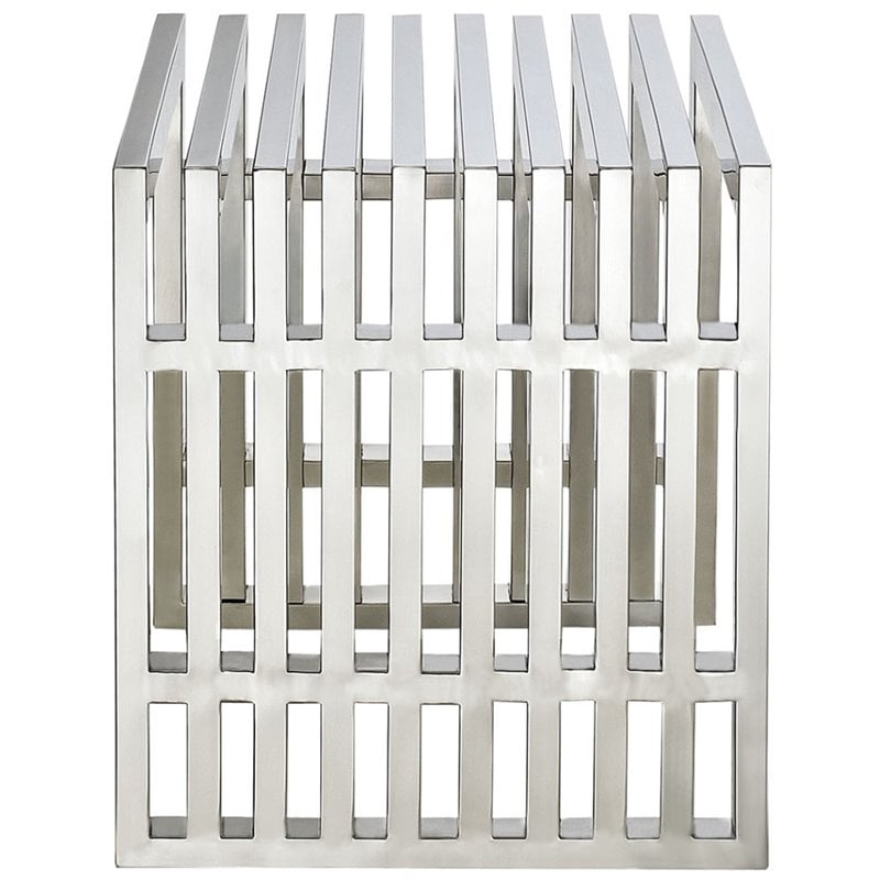 Modway Gridiron Modern Style Stainless Steel Benches in Silver (Set of 3)