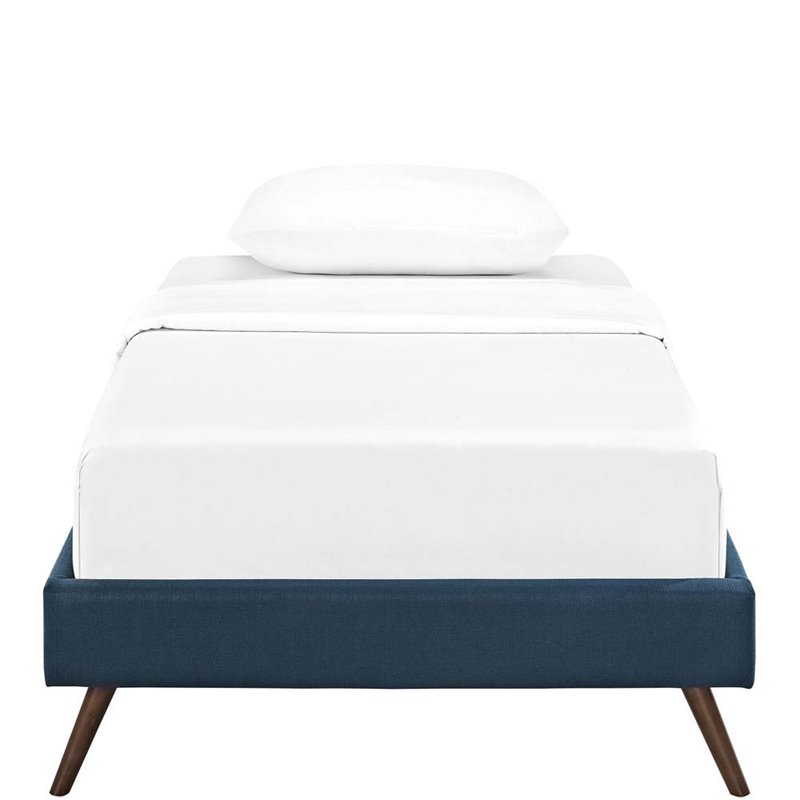 Modway Helen Fabric Upholstered/Solid Wood Frame Twin Platform Bed in Azure