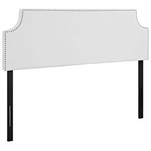 Modway Laura Queen Upholstered Vinyl and Solid Wood Headboard in White