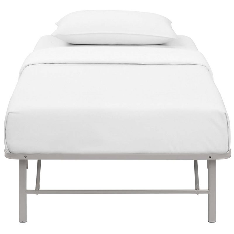 Modway Horizon Twin Modern Style Stainless Steel Bed Frame in Gray