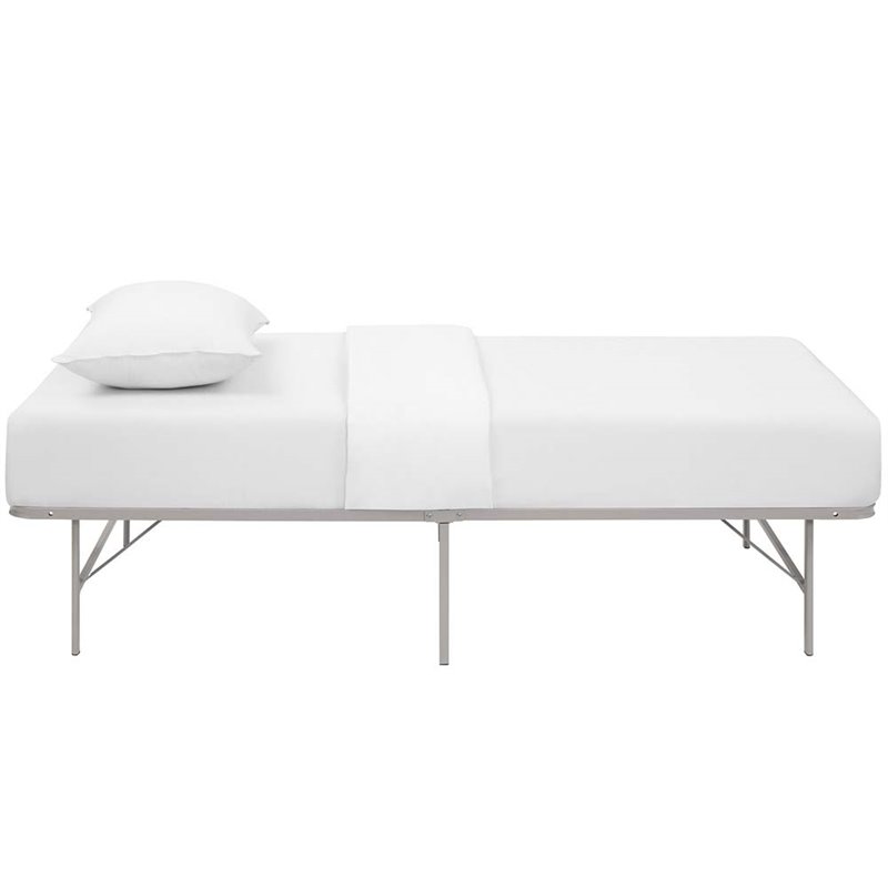 Modway Horizon Twin Modern Style Stainless Steel Bed Frame in Gray