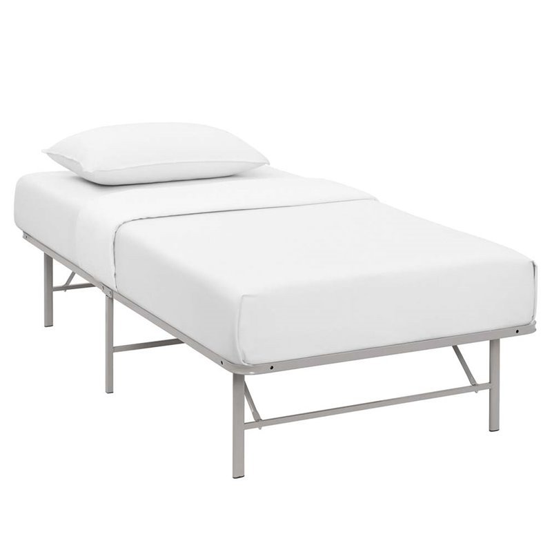 Modway Horizon Twin Modern Style Stainless Steel Bed Frame in Gray