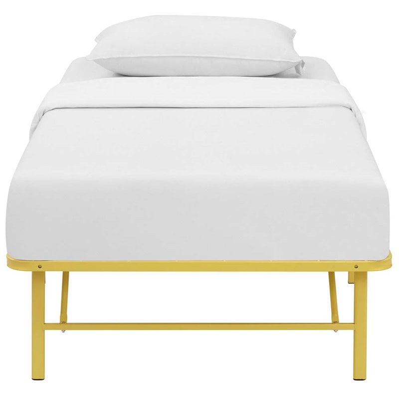 Modway Horizon Stainless Steel Twin Metal Bed Frame in Yellow