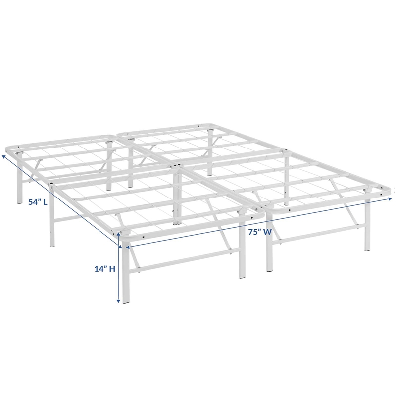 Modway Horizon Full Modern Style Stainless Steel Bed Frame in White