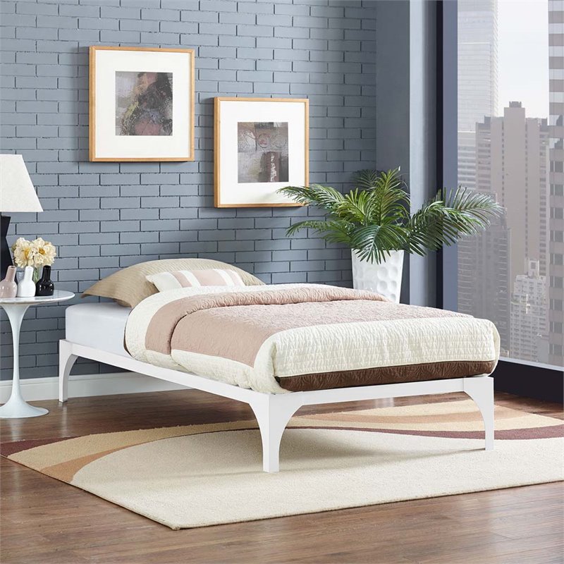 Modway Ollie Modern Sturdy Powder Coated Steel Twin Bed Frame in White
