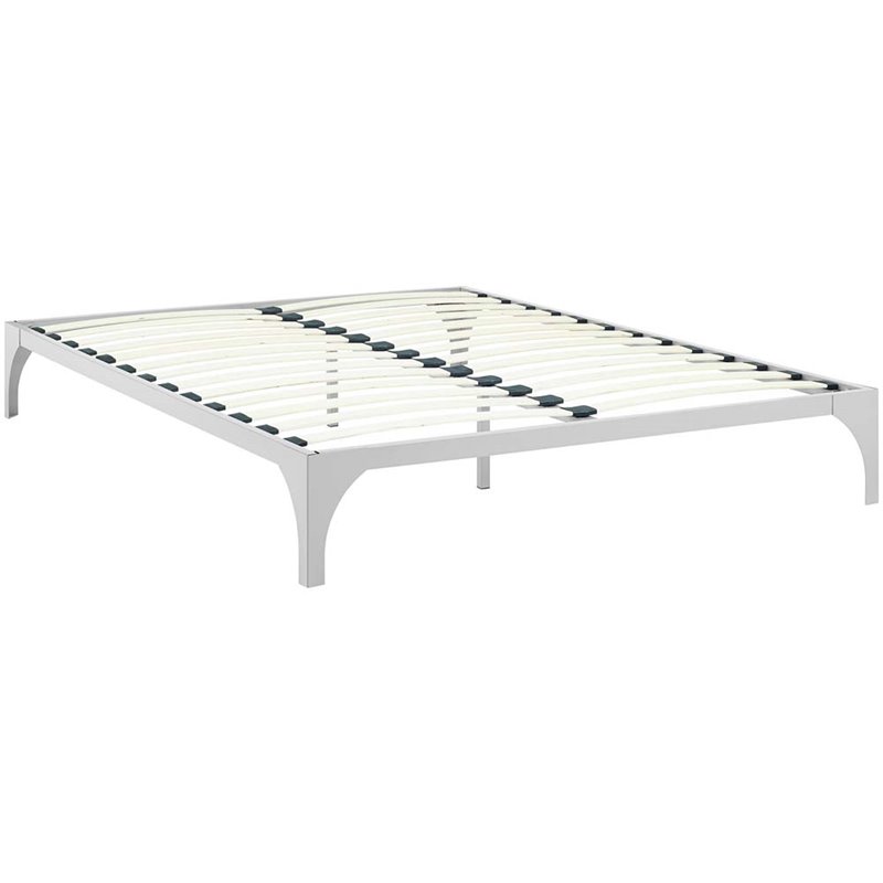 Modway Ollie Modern Sturdy Powder Coated Steel Full Bed Frame in Silver