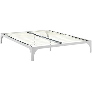 Modway Ollie Modern Sturdy Powder Coated Steel Full Bed Frame in Silver