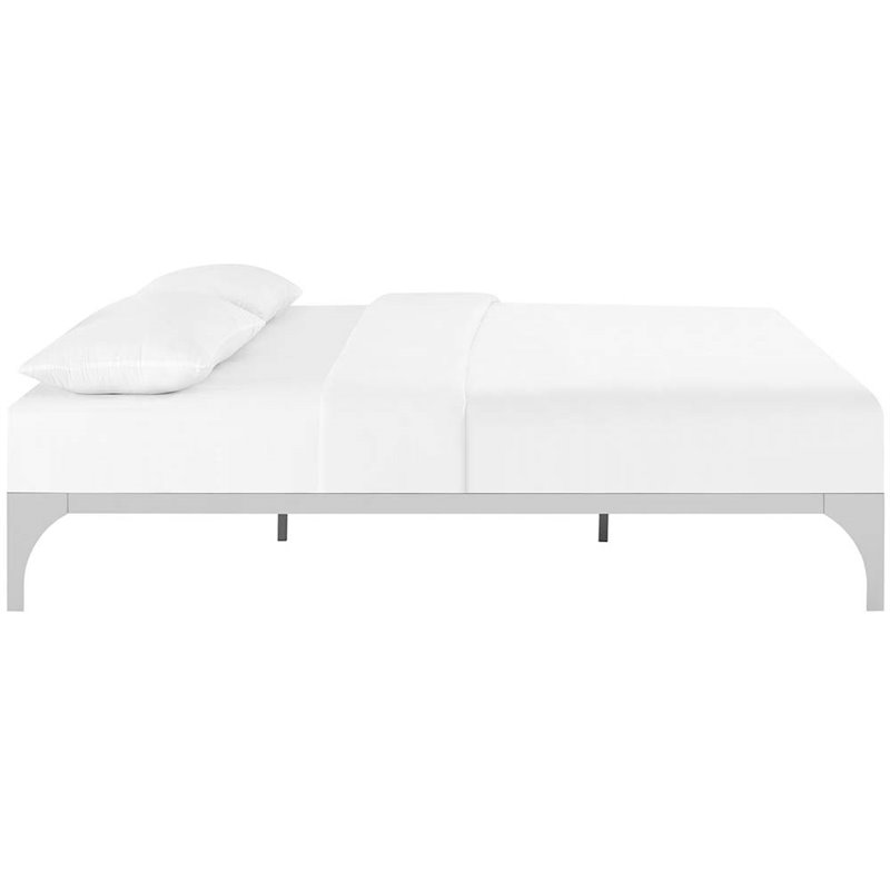 Modway Ollie Modern Sturdy Powder Coated Steel Full Bed Frame in Silver