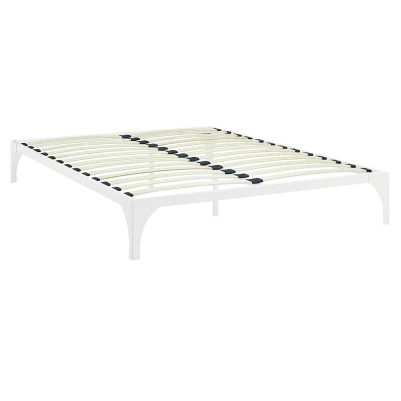 Modway Ollie Modern Sturdy Powder Coated Steel Full Bed Frame in White