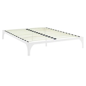 Modway Ollie Modern Sturdy Powder Coated Steel Full Bed Frame in White