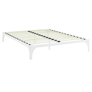 Modway Ollie Modern Sturdy Powder Coated Steel Queen Bed Frame in White