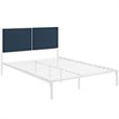 Modway Della King Fabric Panel Metal Bed in White and Azure