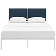 Modway Della King Fabric Panel Metal Bed in White and Azure