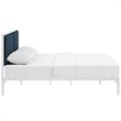 Modway Della King Fabric Panel Metal Bed in White and Azure