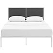 Modway Della King Fabric Panel Metal Bed in White and Gray