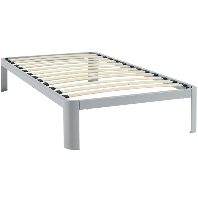 Modway Corinne Modern Sturdy Powder Coated Steel Twin Bed Frame in Gray