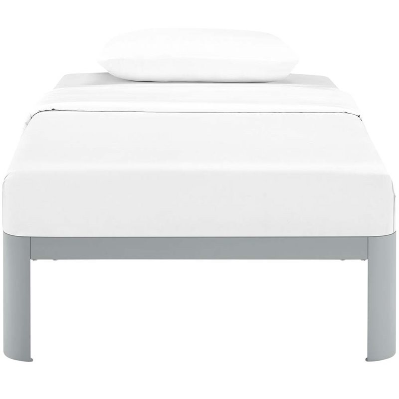 Modway Corinne Modern Sturdy Powder Coated Steel Twin Bed Frame in Gray