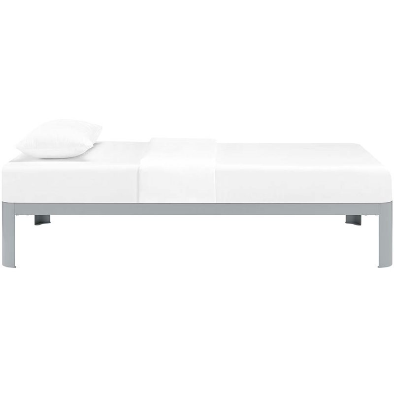 Modway Corinne Modern Sturdy Powder Coated Steel Twin Bed Frame in Gray