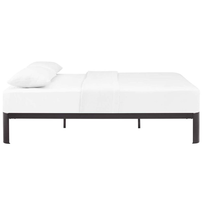 Modway Corinne Modern Sturdy Powder Coated Steel Full Bed Frame in Brown