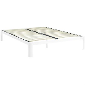 Modway Corinne Modern Sturdy Powder Coated Steel Full Bed Frame in White