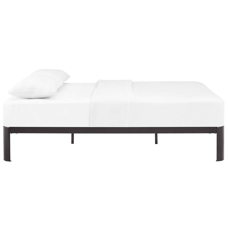 Modway Corinne Modern Sturdy Powder Coated Steel Queen Bed Frame in Brown